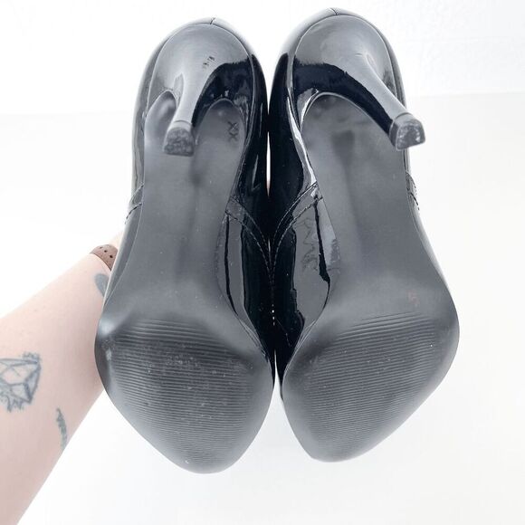 Arnold Churgin Womens Patent Leather Lace Up Heeled Stiletto Black Size 8.5 - Picture 3 of 6